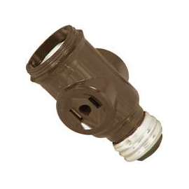 Eaton Wiring Devices BP715B Adapter with Keyless Switch, 660 W, 2-Outlet, Brown