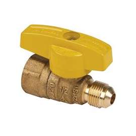 BrassCraft TBV6F-8 Gas Ball Valve, 3/8 x 1/2 in Connection, Flared (9/16 -24 Fine Thread) x FIP, 5 psi Pressure, Brass Body