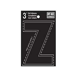 HY-KO 30400 Series 30436 Die-Cut Letter, Character: Z, 3 in H Character, Black Character, Vinyl