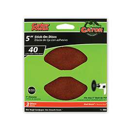 Gator 3003 Sanding Disc, 5 in Dia, 40 Grit, Extra Coarse, Aluminum Oxide Abrasive, Paper Backing