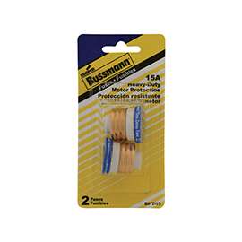 Bussmann BP/T-15 Plug Fuse, 15 A, 125 V, 10 kA Interrupt, Plastic Body, Low Voltage, Time Delay Fuse