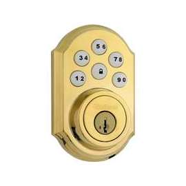 Kwikset 909L03SMTCP Deadbolt, Polished Brass, 2-3/8 x 2-3/4 in Backset, 1-3/8 to 1-3/4 in Thick Door