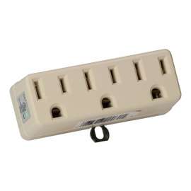Leviton 001-00698-00I Triple Tap Outlet Adapter, 2 -Pole, 15 A, 125 V, 3 -Outlet, NEMA: NEMA 1-15R, Ivory