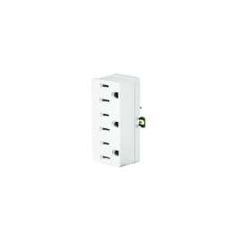 Leviton 002-00698-00W Triple Tap Outlet Adapter, 2 -Pole, 15 A, 125 V, 3 -Outlet, NEMA: NEMA 5-15R, White