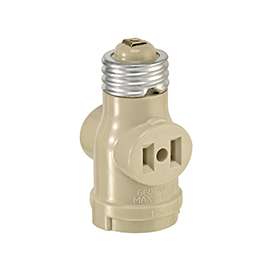 Leviton 004-01403-00I Adapter, 660 W, 2-Outlet, Bakelite, Ivory