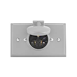 Leviton 000-05278-CWP Inlet with Cover, 2 -Pole, 125 V, 15 A, NEMA: NEMA 5-15R, Brown