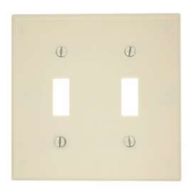 Leviton 000-78009-000 Non-Metallic Wallplate, 4-1/2 in L, 2-3/4 in W, 2 -Gang, Thermoset, Light Almond, Smooth