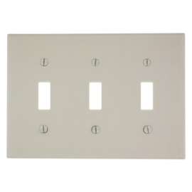 Leviton 000-78011-000 Wallplate, 4-1/2 in L, 2-3/4 in W, 3 -Gang, Thermoset, Light Almond, Smooth