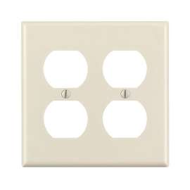 Leviton 78016 Receptacle Wallplate, 4-1/2 in L, 4-9/16 in W, 2 -Gang, Thermoset, Light Almond, Smooth