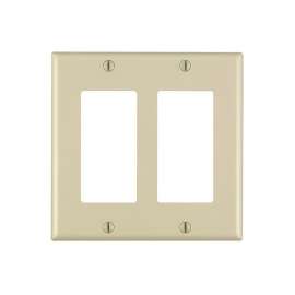 Decora 80409-I Wallplate, 4-1/2 in L, 4.56 in W, 2 -Gang, Thermoset Plastic, Ivory, Smooth