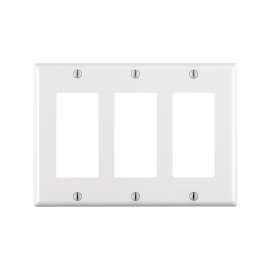 Decora 80411-W Wallplate, 4-1/2 in L, 6.37 in W, 3 -Gang, Thermoset Plastic, White, Smooth