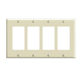 Decora 80412-I Wallplate, 4-1/2 in L, 8.19 in W, 4 -Gang, Plastic, Ivory