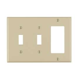Decora 80421-I Combination Wallplate, 4-1/2 in L, 2-3/4 in W, Standard, 3 -Gang, Plastic, Ivory, Device Mounting