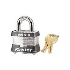 No. 3 Laminated Steel Pin Tumbler Padlocks,9/32" Dia, 3/4"L X 5/8"W, Silvr/Black