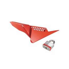 Handle-On Ball Valve Lockouts, 1 1/4-3 in Valve, Red
