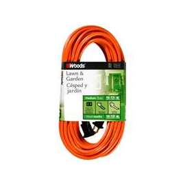 Woods 0722 Extension Cord, 16 AWG Cable, 25 ft L, 13 A, 125 V, Orange