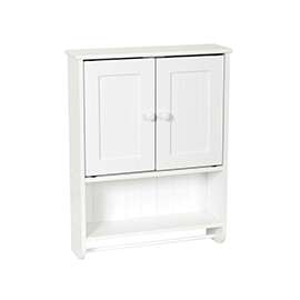 Zenna Home Cottage 9114W Bathroom Cabinet, 2-Door, 1-Shelf, Wood, White