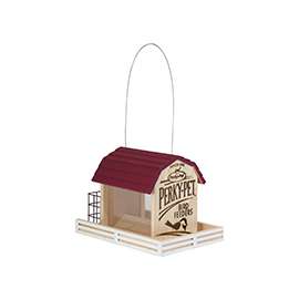 Perky-Pet 50181 Wood Chalet Wild Bird Feeder, Star Barn, 2 lb, Pine, Hanging Mounting