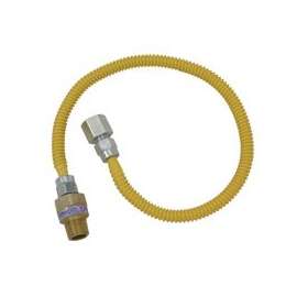 BrassCraft CSSL115E-36P Gas Connector, 1/2 in, MIP x FIP, Stainless Steel, Polymer-Coated, 36 in L, 3/8 in OD