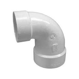 CANPLAS 192223 Reducing Closet Bend Pipe Elbow, 4 x 3 in, Hub, 90 deg Angle, PVC, White