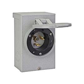 RELIANCE CONTROLS PB50 Power Inlet Box, 50 A, 125/250 V, Gray