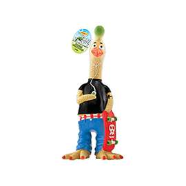 RUFFIN'IT 80536 Dog Toy, L, Tony Mohawk Chicken, Rubber