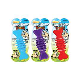 RUFFIN'IT 80602 Dog Toy, Jumbo, Durabone, Blue/Purple/Red