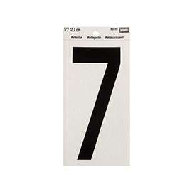HY-KO RV-70/7 Reflective Sign, Character 7, 5 in H Character, Black Character