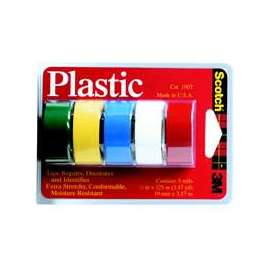 Scotch 190T Colored Tape, 125 in L, 3/4 in W, Plastic Backing
