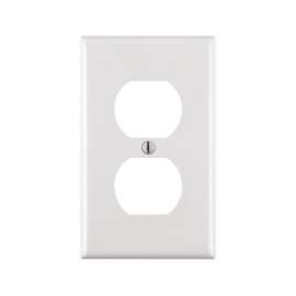 Leviton M24-88003-WMP Receptacle Wallplate, 4-1/2 in L, 2-3/4 in W, 1 -Gang, Plastic, White, Smooth