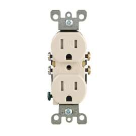 Leviton M26-T5320-TMP Duplex Receptacle, 2 -Pole, 15 A, 125 V, Push-In, Side Wiring, NEMA: 5-15R, Light Almond