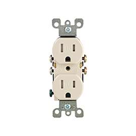 Leviton N04-T5320-00T Duplex Receptacle, 2 -Pole, 15 A, 125 V, Push-In, Side Wiring, NEMA: 5-15R, Light Almond