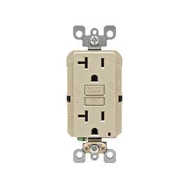 Leviton R91-GFNT2-0KI GFCI Receptacle, 2 -Pole, 20 A, 125 V, Back, Side Wiring, NEMA: 5-20R, Ivory