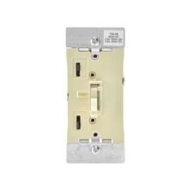 Leviton R01-TSL06-1KI Dimmer, 120 V, 600 W, CFL, Halogen, Incandescent, LED Lamp, 3-Way, Ivory