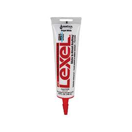Lexel 13043 Elastic Sealant, White, 7 days Curing, 0 to 120 deg F, 10.5 oz Squeeze Tube