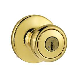 Kwikset 400T 3 RCAL RCSV1 Entry Knob, 3 Grade, Polished Brass, 2-3/8 to 2-3/4 in Backset