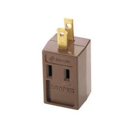 Eaton Wiring Devices BP4400B Outlet Tap, 2 -Pole, 15 A, 125 V, 3 -Outlet, NEMA: NEMA 1-15R, Brown