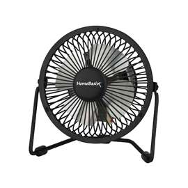 PowerZone CZHV4RSB-BK Mini Fan, 120 VAC, 4 in Dia Blade, 4-Blade, 1-Speed, 360 deg Rotating, Black