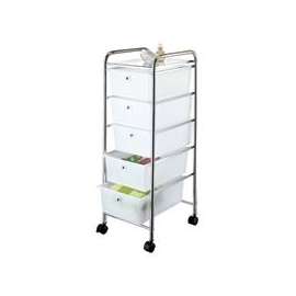 Simple Spaces G005-CH Storage Cart, 13 in OAW, 38-1/4 in OAH, 15-3/8 in OAL, 5-Shelf, White Shelf