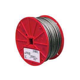 Campbell 7000626 High-Strength Cable, 3/16 in Dia, 250 ft L, 740 lb Working Load, Stainless Steel