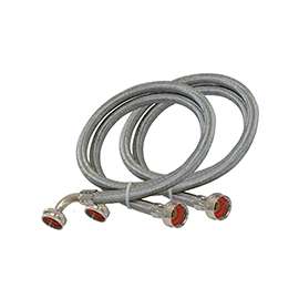 EASTMAN 48377 Washing Machine Discharge Hose, 3/4 in ID, 5 ft L, FHT x FHT, Stainless Steel