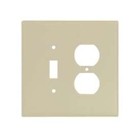 Eaton Wiring Devices 2148V-BOX Combination Wallplate, 5-1/4 in L, 5-5/16 in W, 2 -Gang, Thermoset, Ivory
