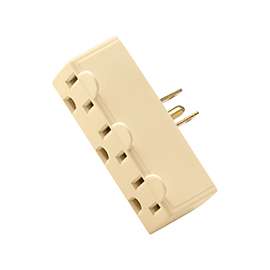 Eaton Wiring Devices BP1147V Outlet Adapter, 2 -Pole, 15 A, 125 V, 3 -Outlet, NEMA: NEMA 5-15R, Ivory