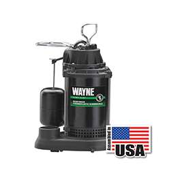 WAYNE SPF50 Sump Pump, 1-Phase, 10 A, 120 V, 0.5 hp, 1-1/2 in Outlet, 20 ft Max Head, 4300 gph, Thermoplastic