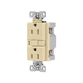 Eaton Wiring Devices TRSGF15V GFCI Duplex Receptacle, 2 -Pole, 15 A, 125 V, Back, Side Wiring, NEMA: 5-15R, Ivory