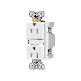 Eaton Wiring Devices TRSGF15W GFCI Duplex Receptacle, 2 -Pole, 15 A, 125 V, Back, Side Wiring, NEMA: 5-15R, White