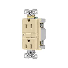 Eaton Wiring Devices TRSGF15V-3-L GFCI Duplex Receptacle, 2 -Pole, 15 A, 125 V, Back, Side Wiring, NEMA: 5-15R