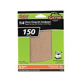 Gator 5031 Sanding Sheet, 4-1/2 in W, 5-1/2 in L, 150 Grit, Fine, Aluminum Oxide Abrasive, Paper Backing