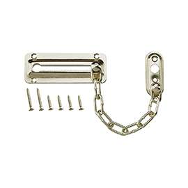 ProSource Chain Door Guard, 3-3/8 in L, 2 in W, Steel, Satin Nickel