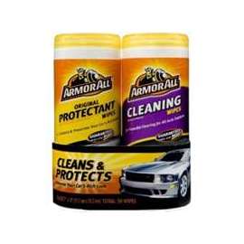 ARMOR ALL 18779 Combo Original Protectant and Cleaning Wipes, Citrus, Leather, Woody, 25-Wipes